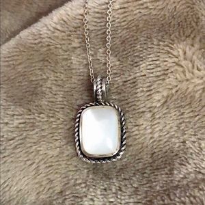 Mother of Pearl Sterling Silver Pendant With Rope Detail On Sterling Chain